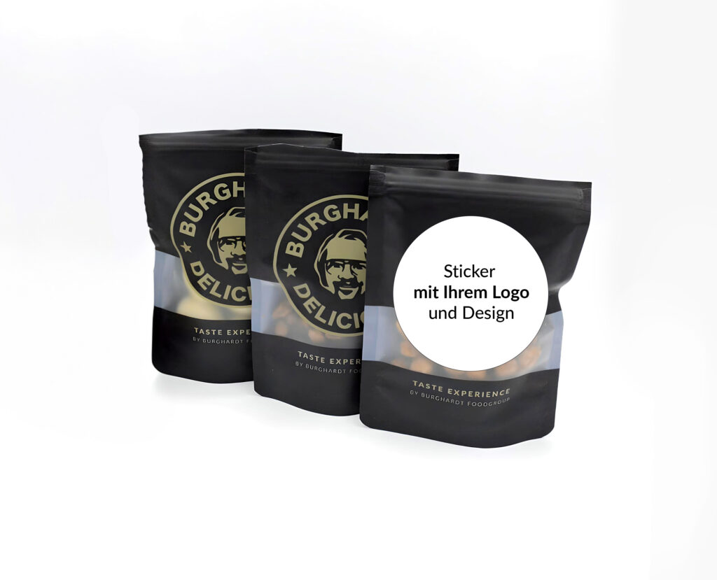 Standbodenbeutel perfekt als Give Away und individuell befüllbar und personalisierbat mir ihrem eigenen Logo.