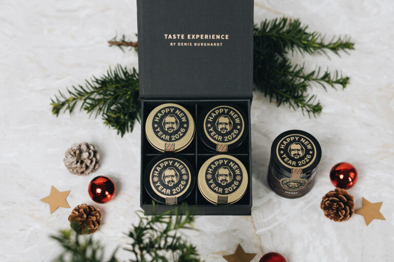 Burghardt Delicious Premium 4er Box gefüllt mit 4 edlen Glasdosen zur Weihachtszeit