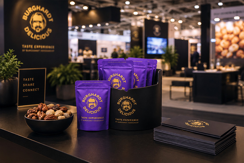 Snacks am Messestand von Burghardt Delicious als essbare Messegeschenke